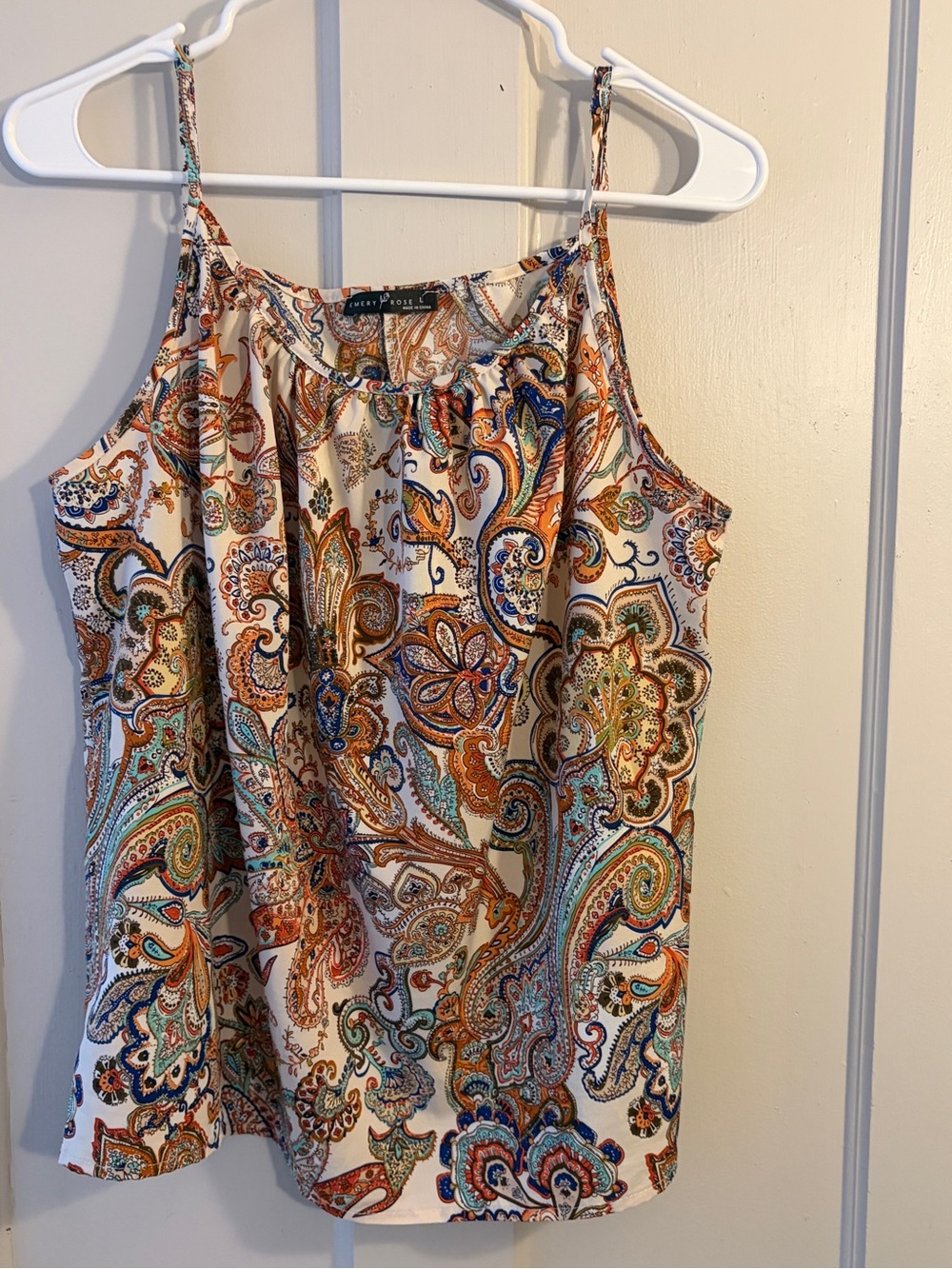 Paisley Print Tank Top - White/Multi